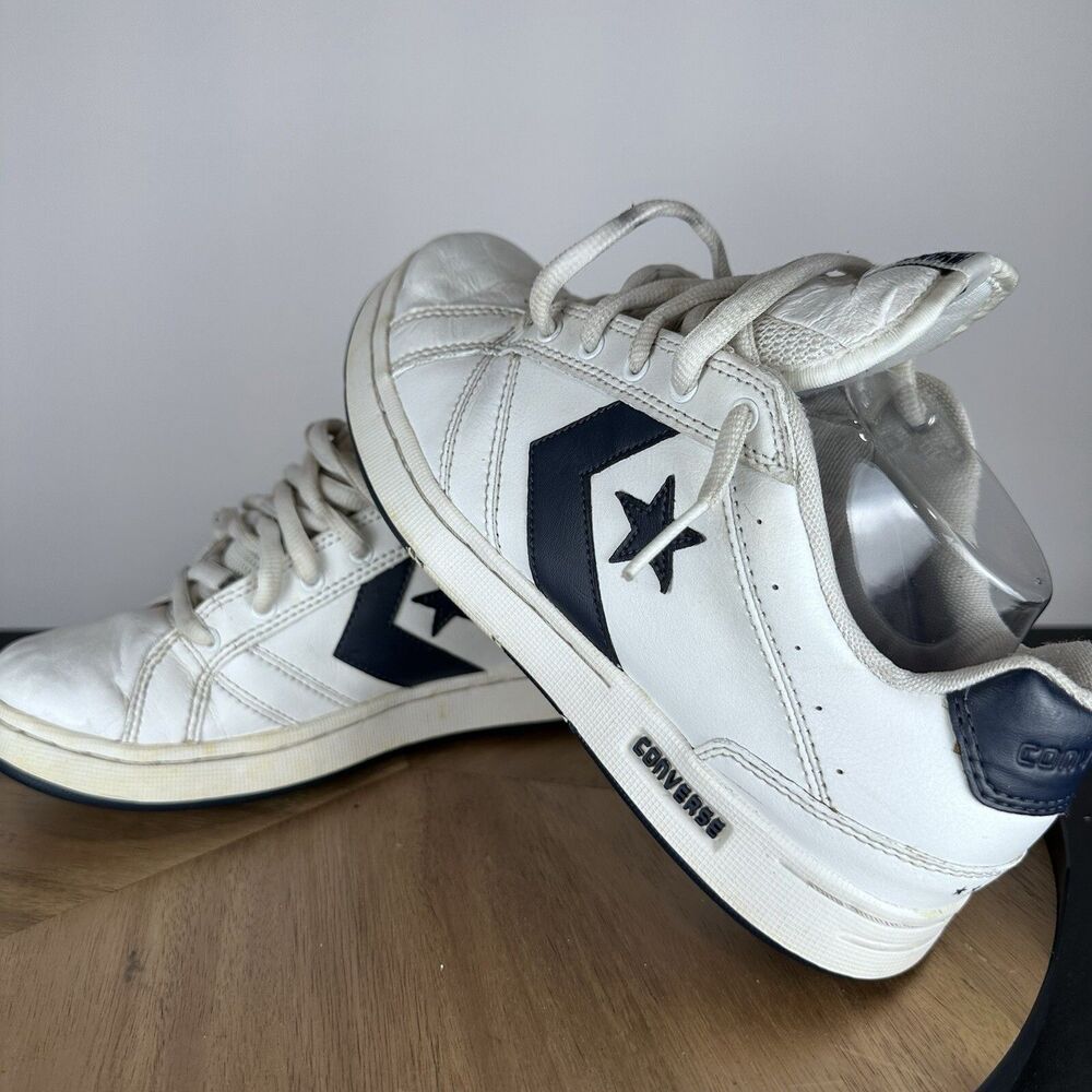 Converse Baboo Classic Ox Leather White/Blue Navy Mens 6 Womens 7.5 2T409